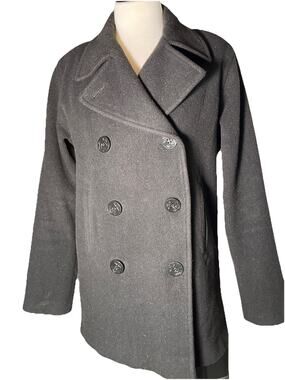 J. Percy Wool Pea Coat - With Anchor Buttons Double Breasted Made In USA- 2
